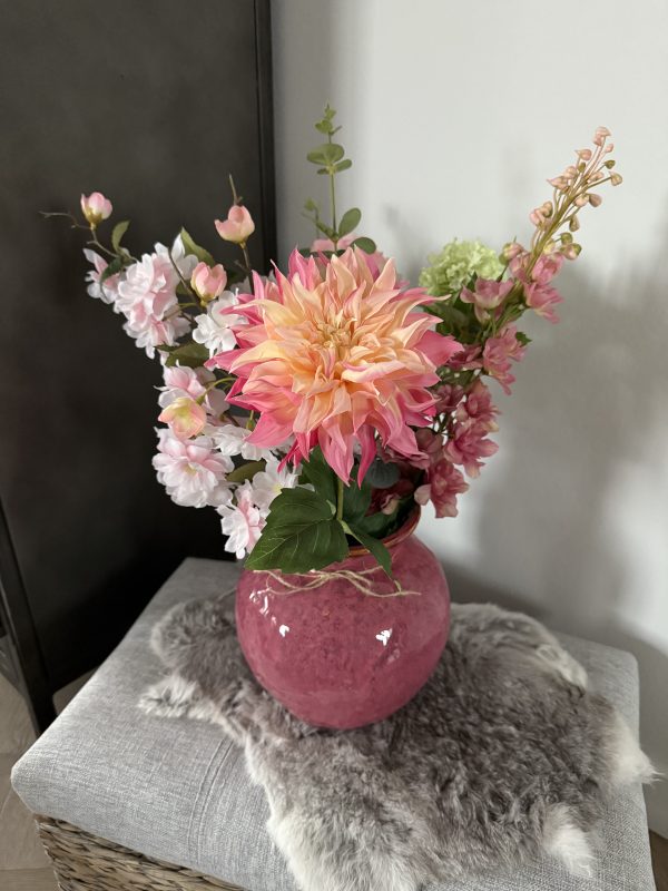 Pink Serenity – Zijde boeket in roze pot