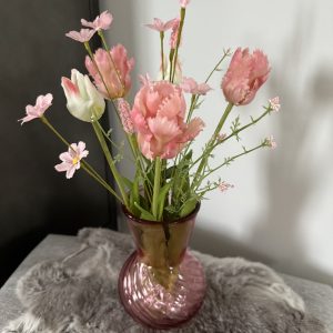 Rosy Spring – Zijde tulpenboeket in roze vaas